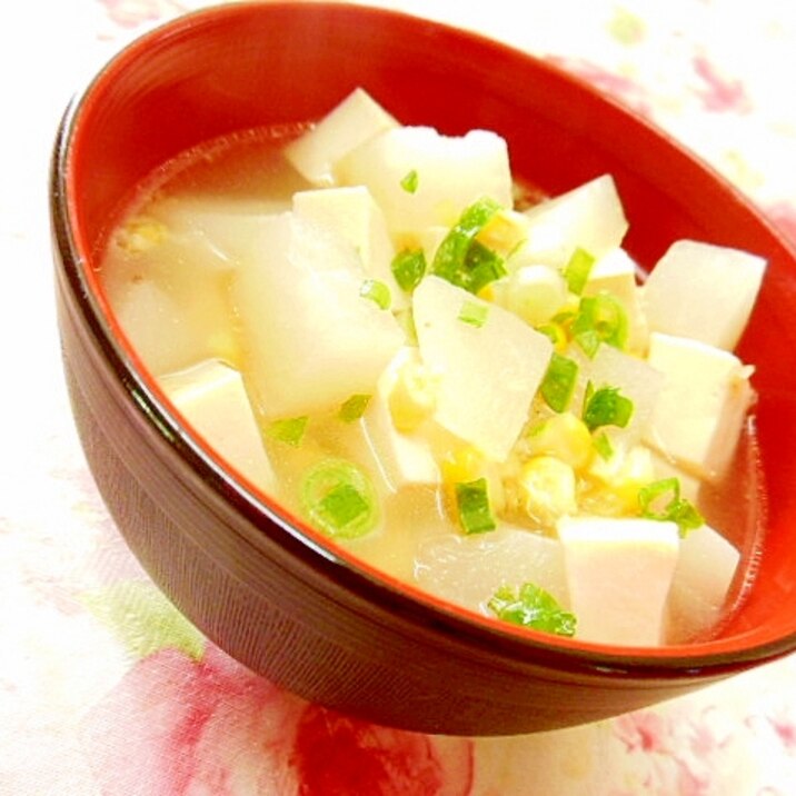 ❤蕪と木綿豆腐とフレッシュコーンの中華スープ❤